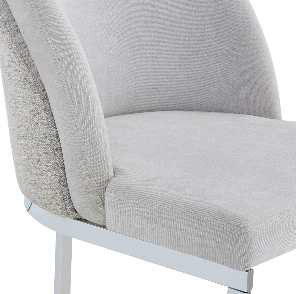 SEDIA Set da 6 pezzi in Chenille Grigio con Gambe in Metallo Argento