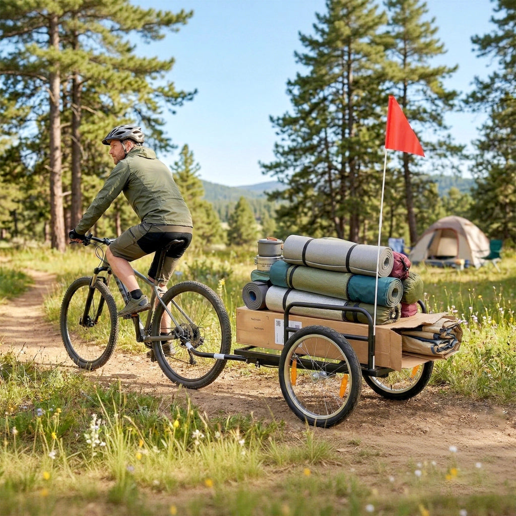 Carrello per Bicicletta da Carico 40 kg ¨C zephmum ¨C Acciaio 145x60x42 cm Nero