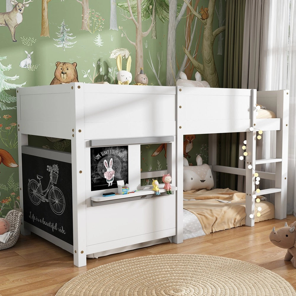Letto Casetta Bambini a Castello con Ripiano 90x200 ¨C Xylo ¨C Bianco