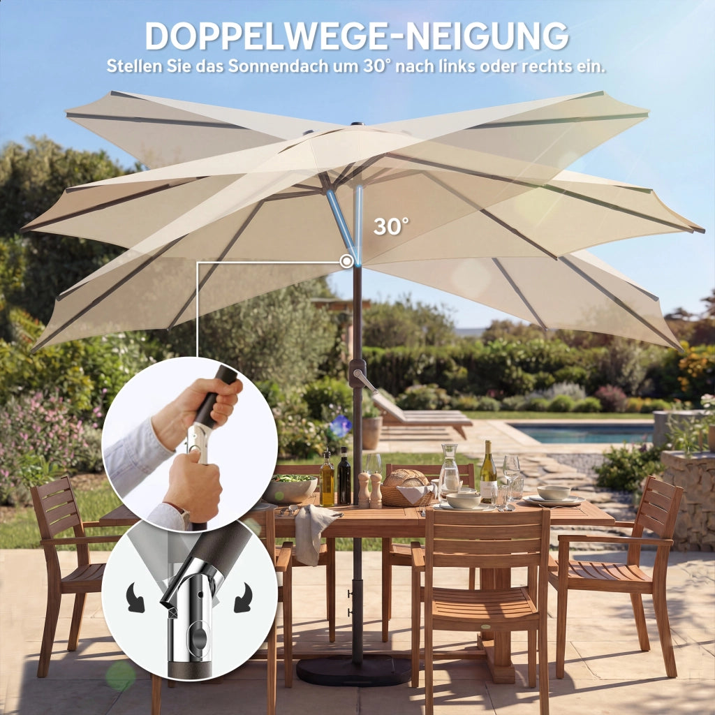 Ombrellone da balcone pieghevole con manovella e base ¨C zephmum ¨C crema ?300 cm