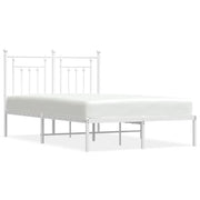 Letto matrimoniale | Letto per adulti | Giroletto con Testiera Metallo Bianco 135x190 cm