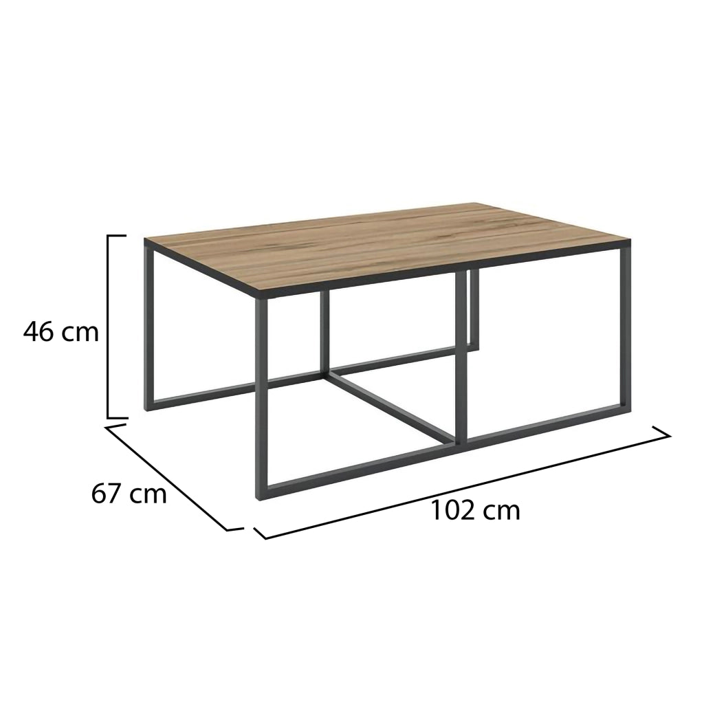 Livasi, Tavolino da Salotto Forma Rettangolare, 102x67x46h cm Marrone Rovere Scuro