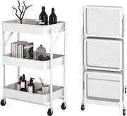 Carrello per verdure pieghevole - Multifunzionale - Servizio con 3 livelli di stoccaggio - Casa Bagno Sala Cucina Terrazza Fai da Te