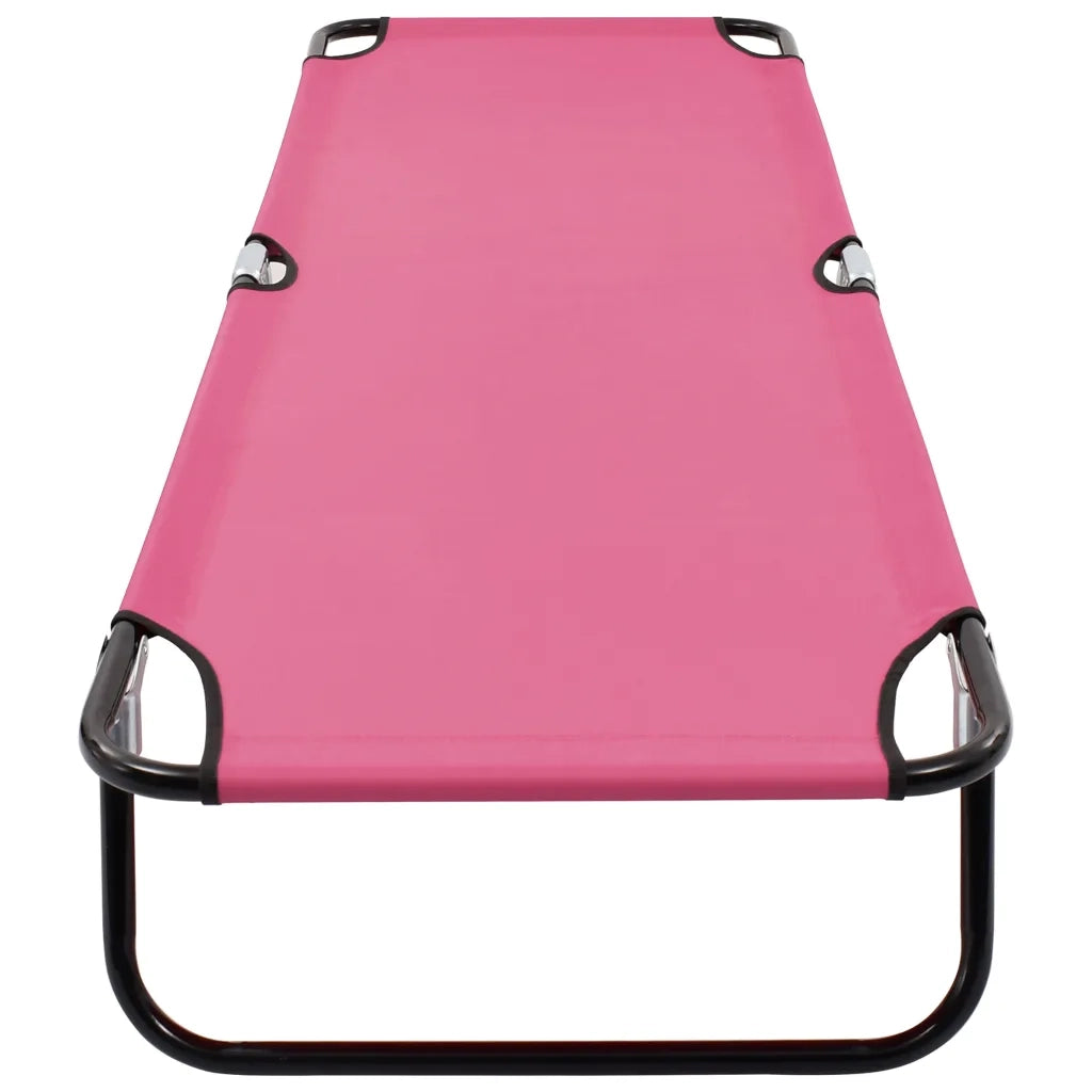 Lettino Prendisole Pieghevole in Acciaio Rosa