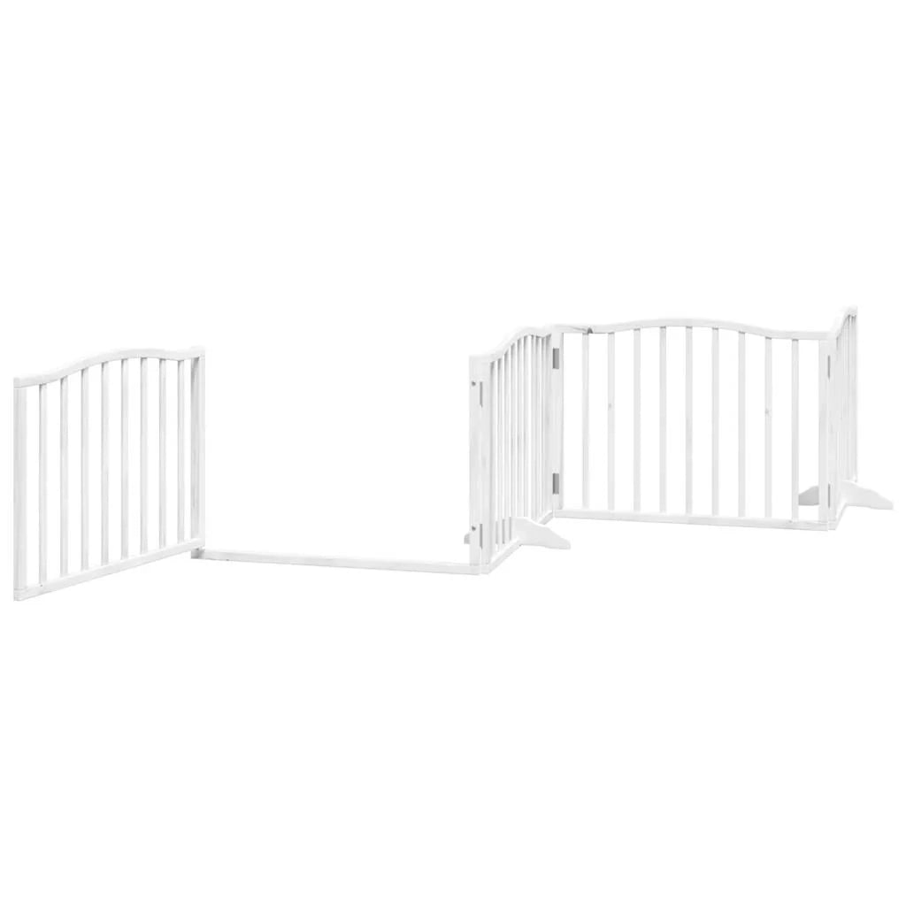 Cancelletto di sicurezza per animali domestici porta pieghevole 12 pannelli legno di pioppo bianco 02_0023151