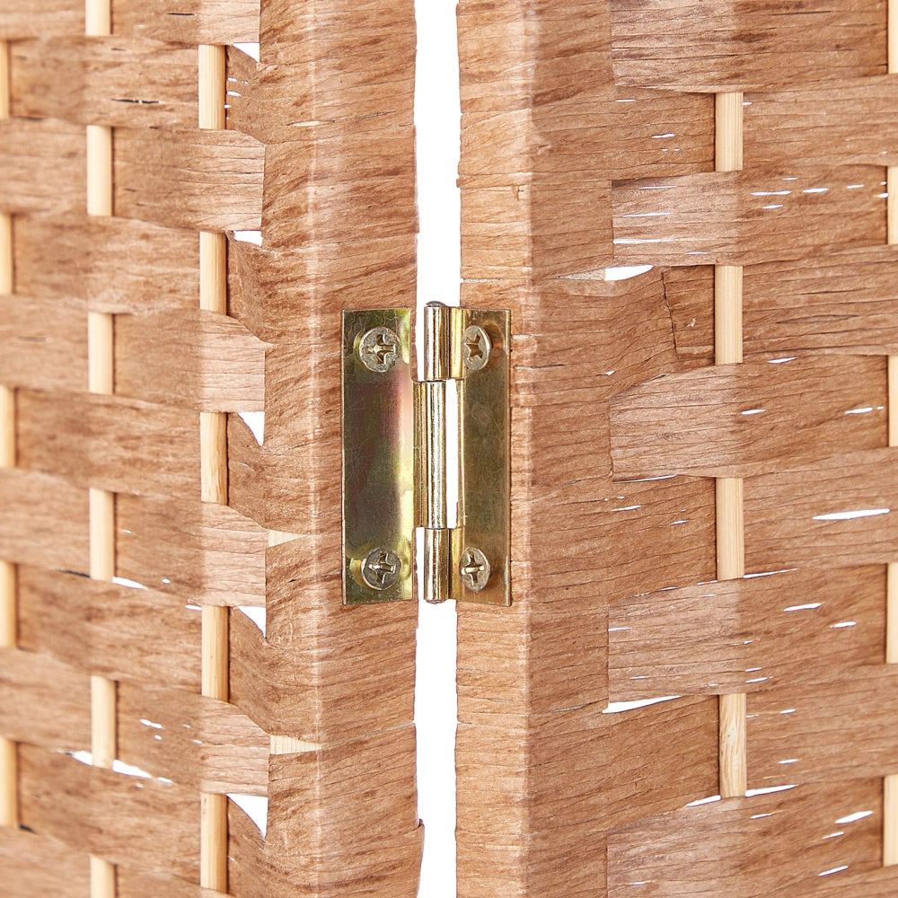 Divisorio per ambienti Naturale Carta Corda di pioppo Telaio di legno 4 pannelli Schermo decorativo pieghevole Divisorio Soggiorno Camera da letto Design tradizionale