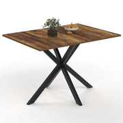 IDMarket - Tavolo da pranzo rettangolare ALIX per 6 persone con gamba a ragno nera e piano in legno scuro HAWKINS 110 cm