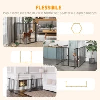 Cancellino per Cani Taglia Media Pieghevole e Modulabile in Metallo e Plastica, 123x102x90 cm, Nero