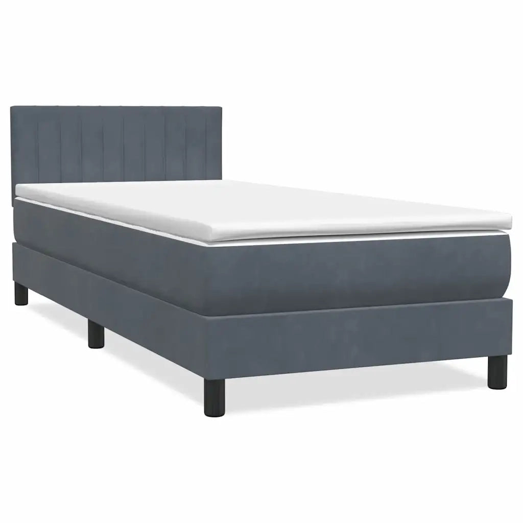 Letto a Molle con Materasso e LED Grigio Scuro 90x220 cm Velluto 3317104