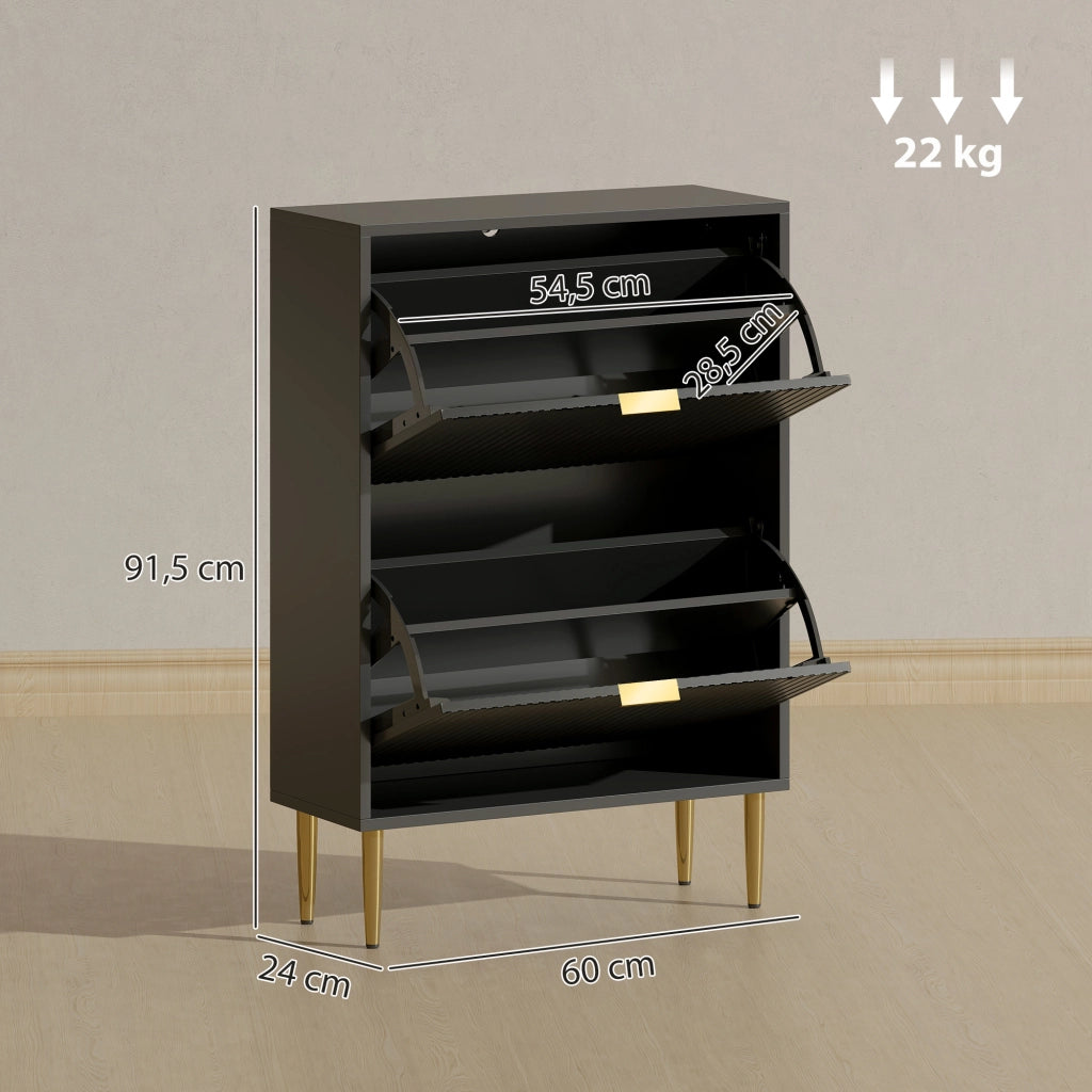 Scarpiera 12 paia con 2 cassetti e ripiani regolabili ¨C zephmum ¨C nero 60x24x91.5cm