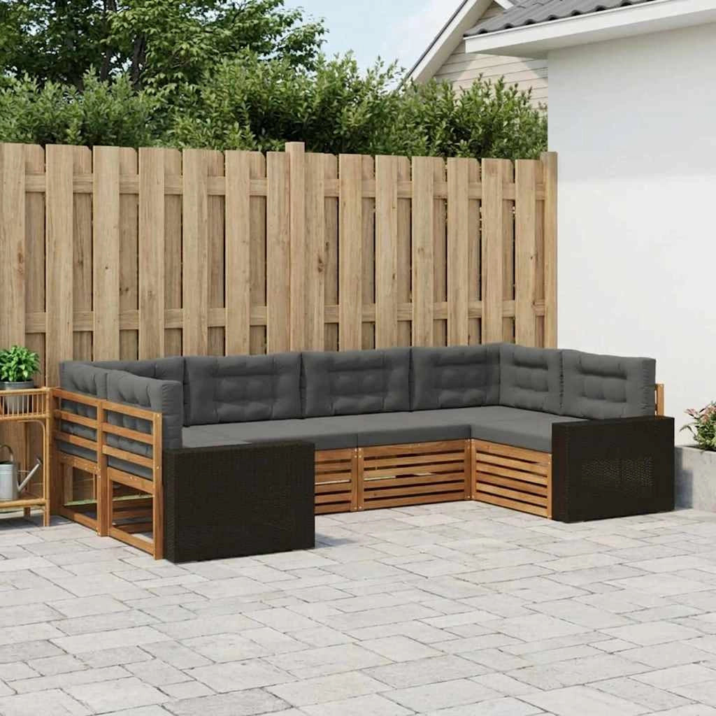 Set di divani da esterno 6 pz Naturale e Antracite 3383785