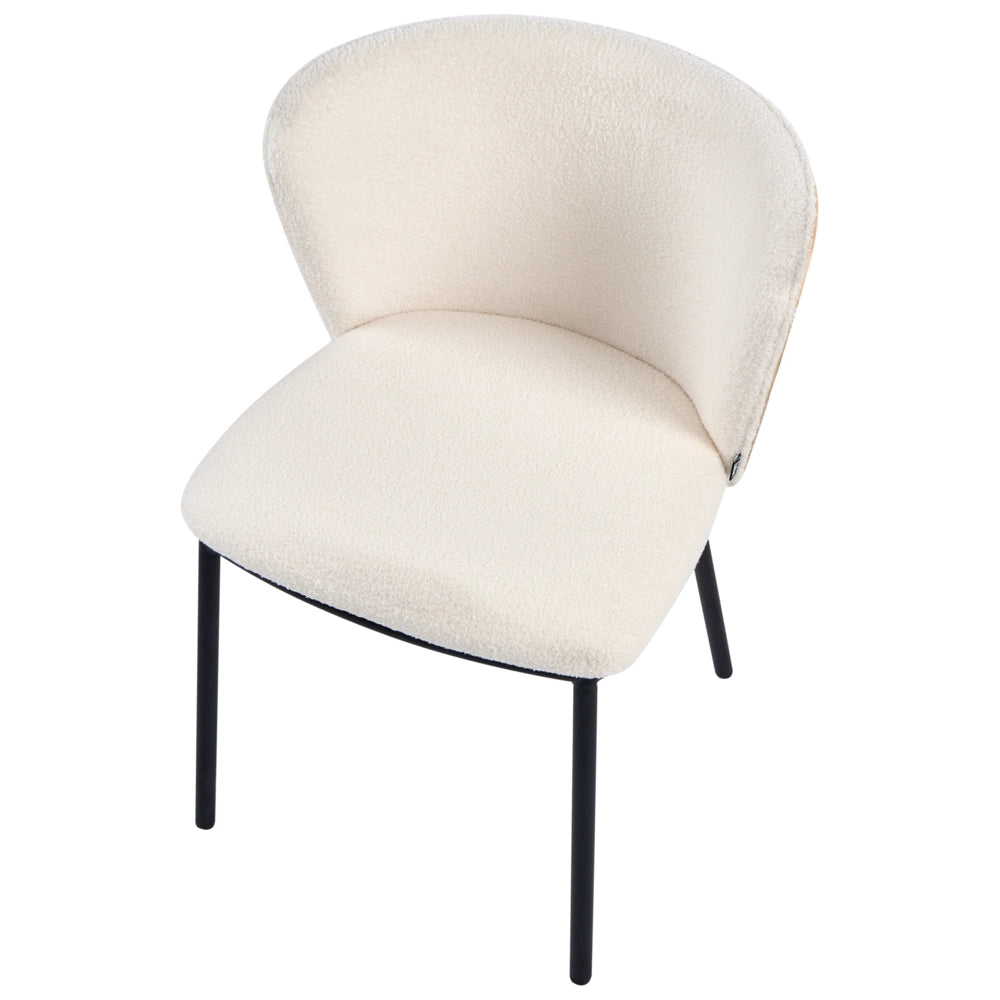 Set di 2 sedie da pranzo in ecopelle bianco sporco con gambe in ferro nero senza braccioli con coprigambe design moderno minimalista sala da pranzo
