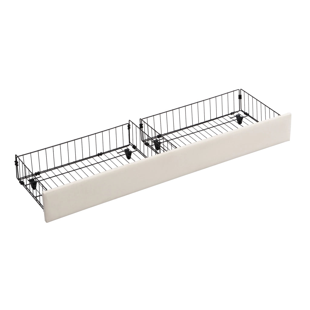 DESMIU Letto contenitore 2 posti con vano idraulico e 2 cassetti, 160 × 200 cm, senza materasso, beige