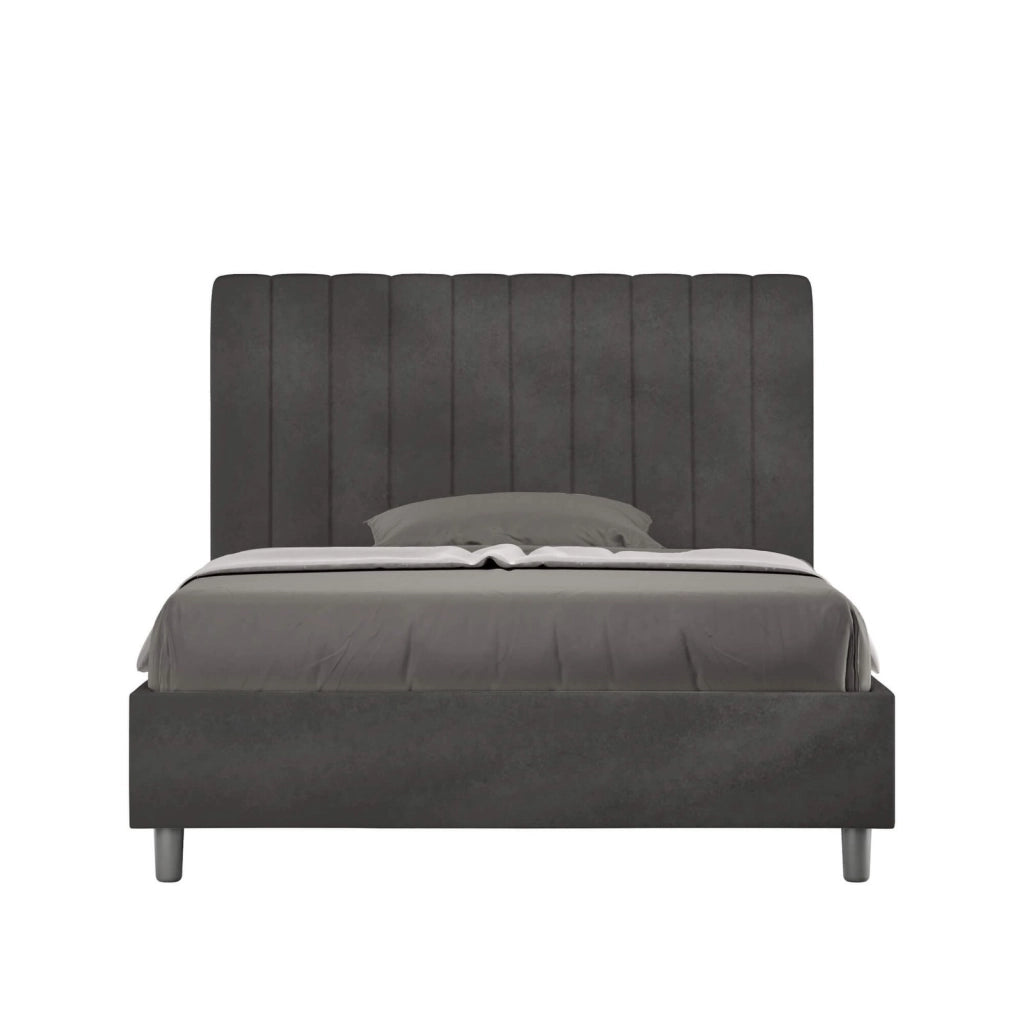 Letto una piazza e mezza senza rete imbottito 120x200 microfibra grigio Agueda