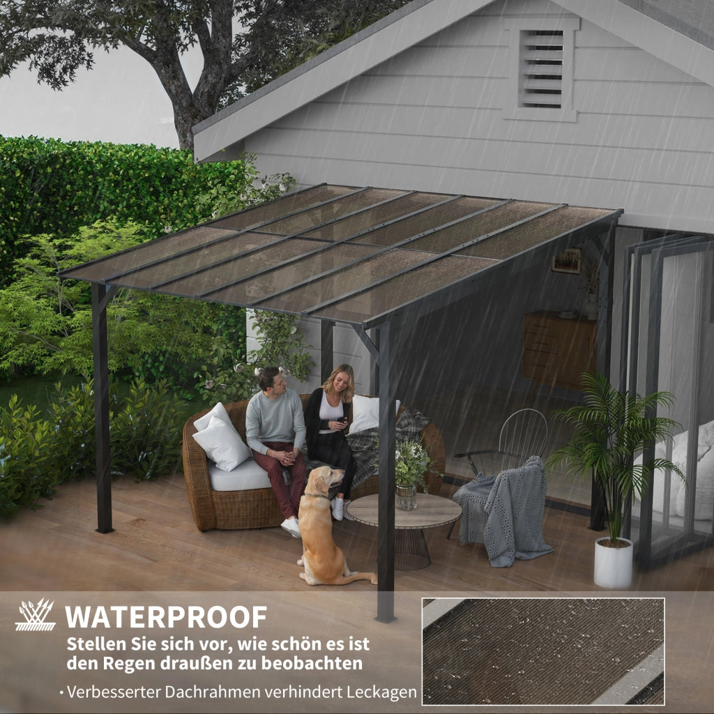 Pergola da Giardino 3x3m ¨C Xylo ¨C Metallo, Tetto Impermeabile, Grigio Antracite