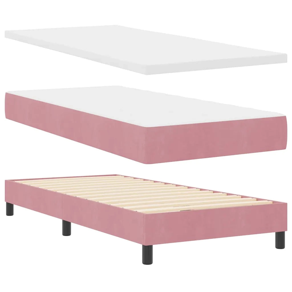 Letto a molle con materasso Rosa 200 x 100 cm Poliestere 3341461