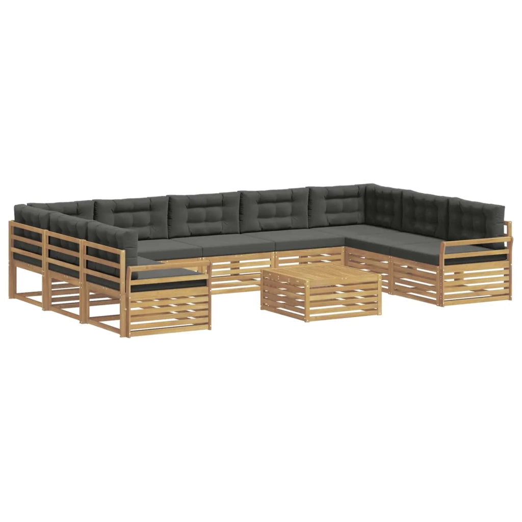 Set di divani da esterno 10 pz Bianco e Antracite 3391197