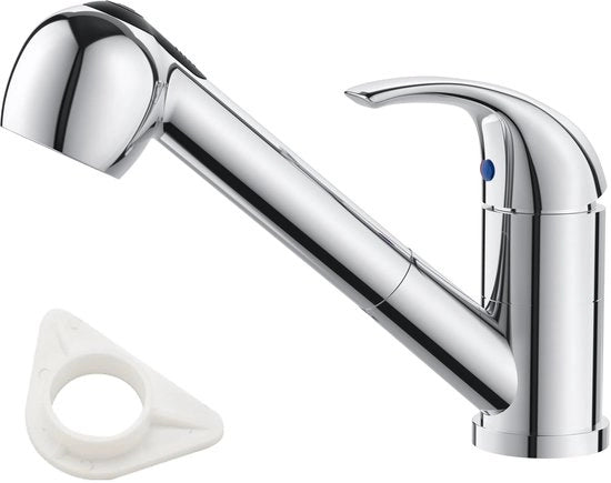 Kraan da Cucina con Sprezzatore Estensibile, RVS SUS304 Alta Pressione, Cucina a Due Spremi, 360° Rotativa per Cucina