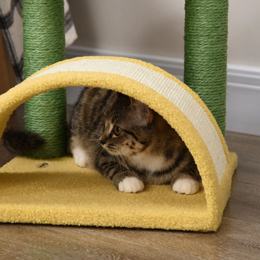 Tiragraffi per Gatti con Cuscino ¨C Zephmum ¨C Verde e Giallo 40x35x72 cm