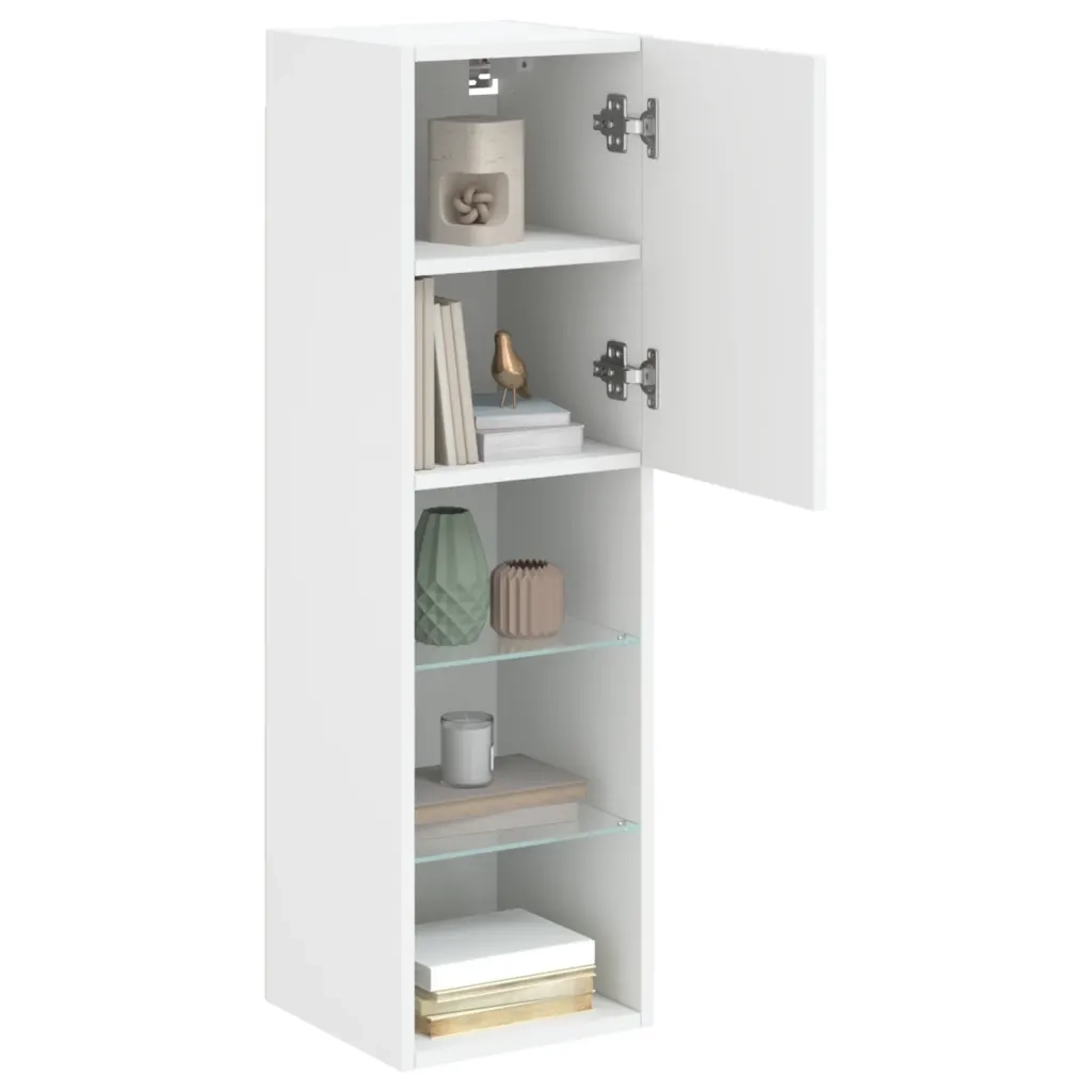 Mobili Porta TV con Luci LED 2 pz Bianchi 30,5x30x102 cm 837016