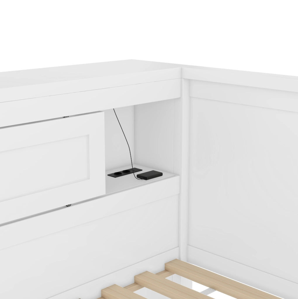 Divano letto 204.5x117.4x91.5 cm con letto estraibile; pannelli truciolari e MDF; bianco