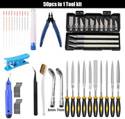 50-in-1 Set di strumenti per stampa 3D: aghi di pulizia, aghi di pulizia, pinza, chiave, lima, taglierini, set di taglio tubi