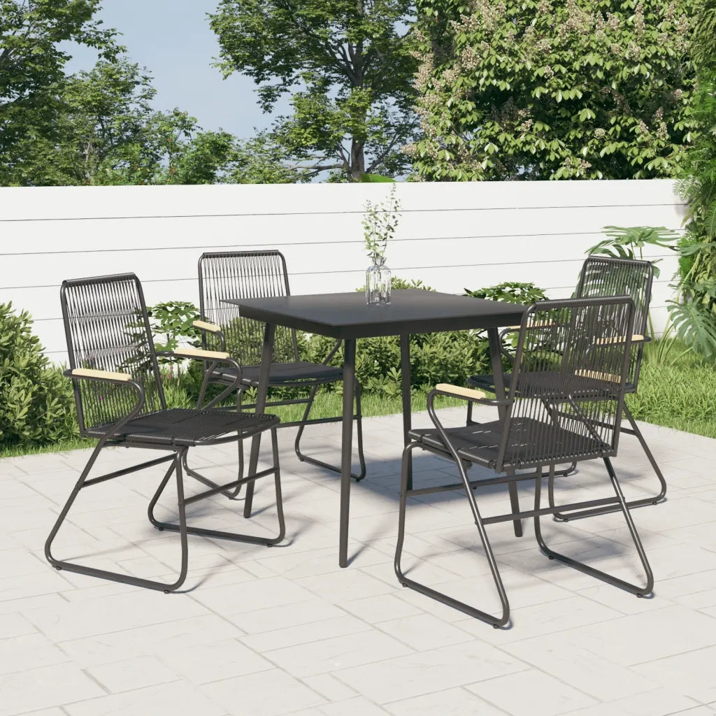 Set da Pranzo da Giardino 5 pz Nero in Rattan PVCcod mxl 96472