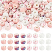 Kralen ceramici 80 pezzi - Ronde perle di porcellana - Spacer ceramici glazurati - Crea gioielli DIY - 6-7x5-6mm - Foro: 2mm
