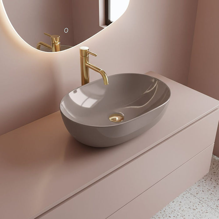 Lavabo Da Appoggio Rea Lisa Beige Shiny