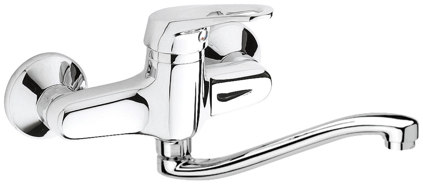 Rubinetto lavello a murocon bocca a s girevole - serie remix