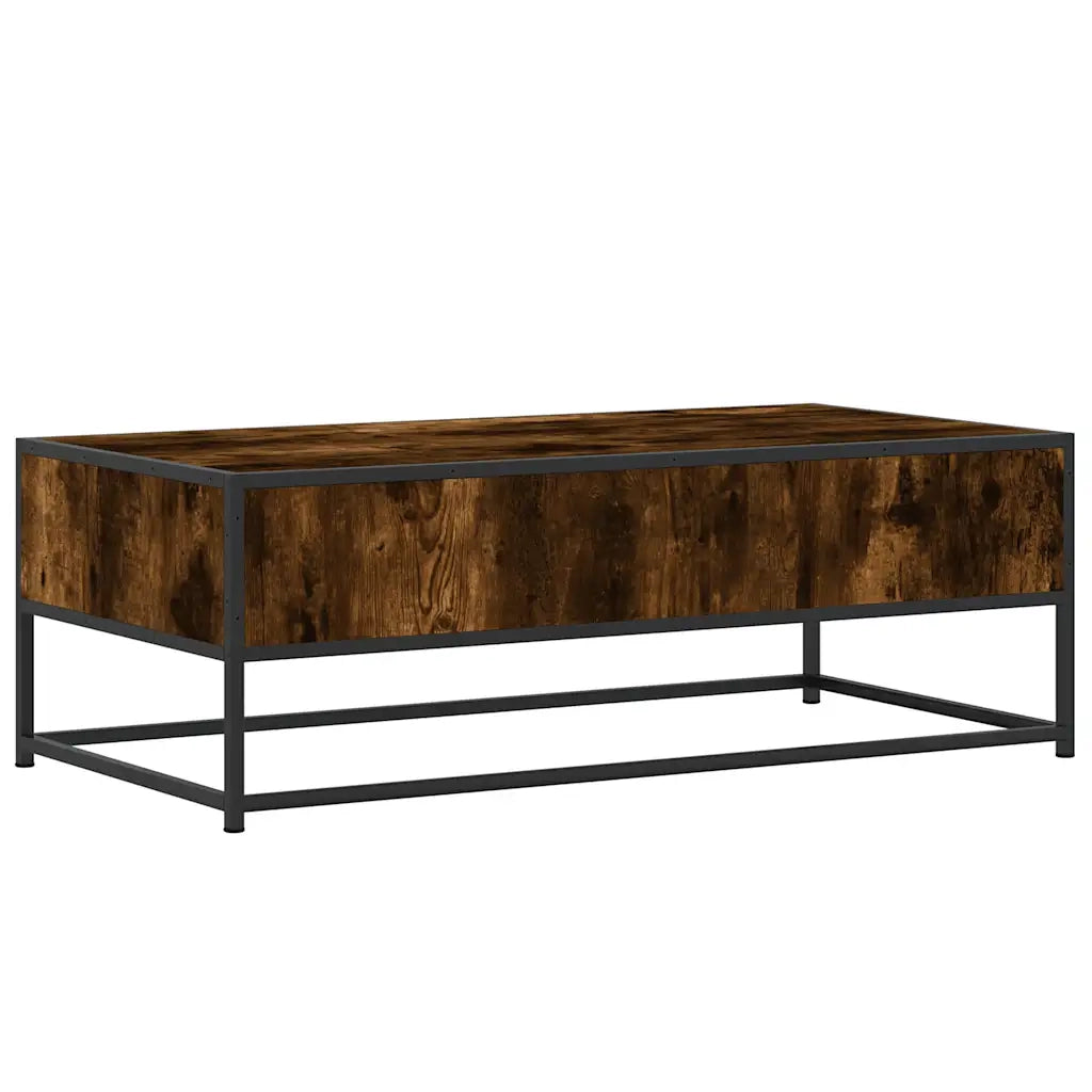Tavolino Salotto-Tavolino da soggiorno-Tavolo Rovere Fumo 100x50x35 cm Multistrato e Metallo