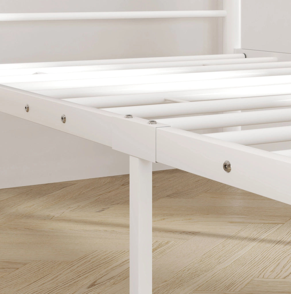 Letto 90x200 cm con testiera e spazio sottoletto in acciaio bianco