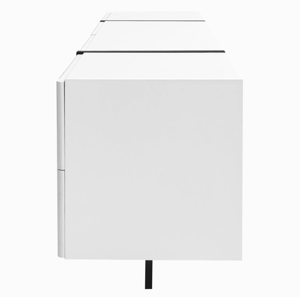 Mobile TV 190 cm con 3 Ante e 2 Cassetti, MDF Bianco e Nero