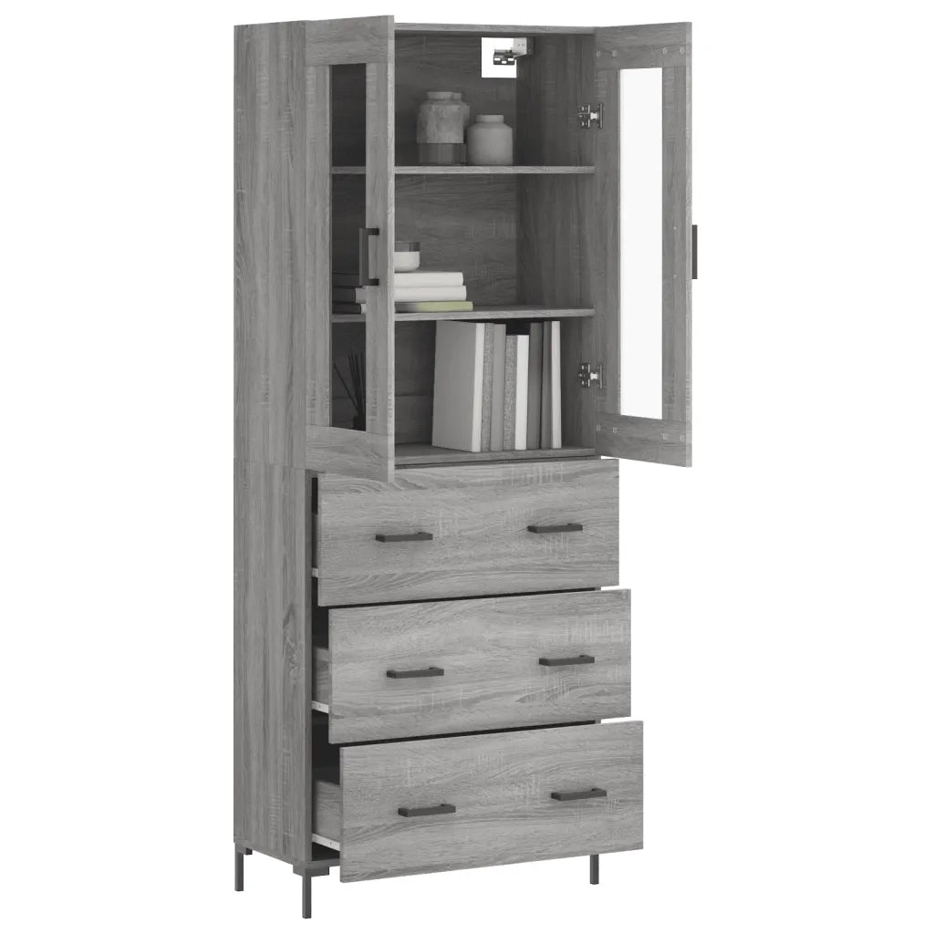 Credenza-Buffet-Armadio da cucina Grigio Sonoma 69,5x34x180 cm in Legno Multistrato 286392