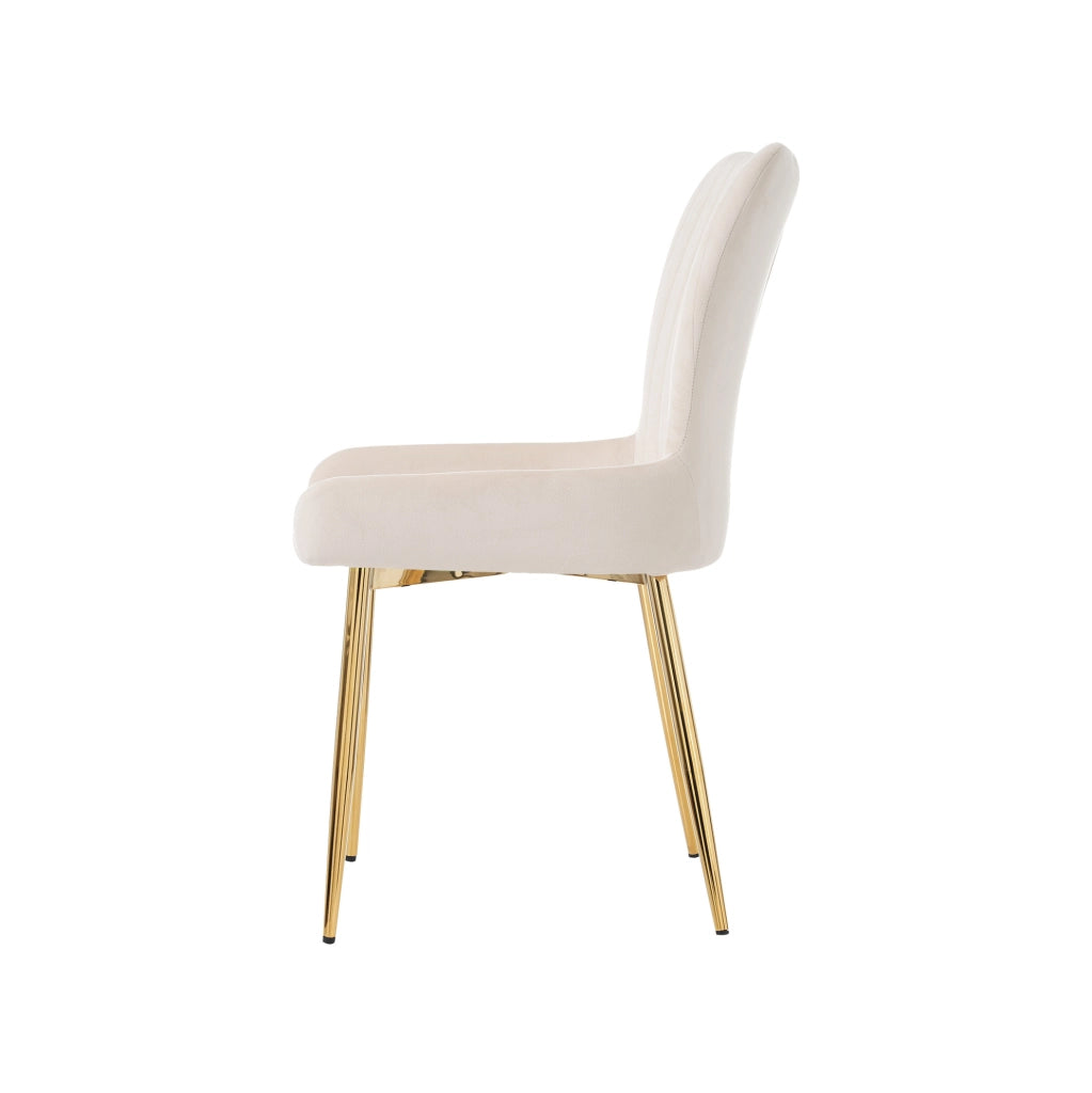 Set di 2 sedie da pranzo in velluto beige con gambe in metallo
