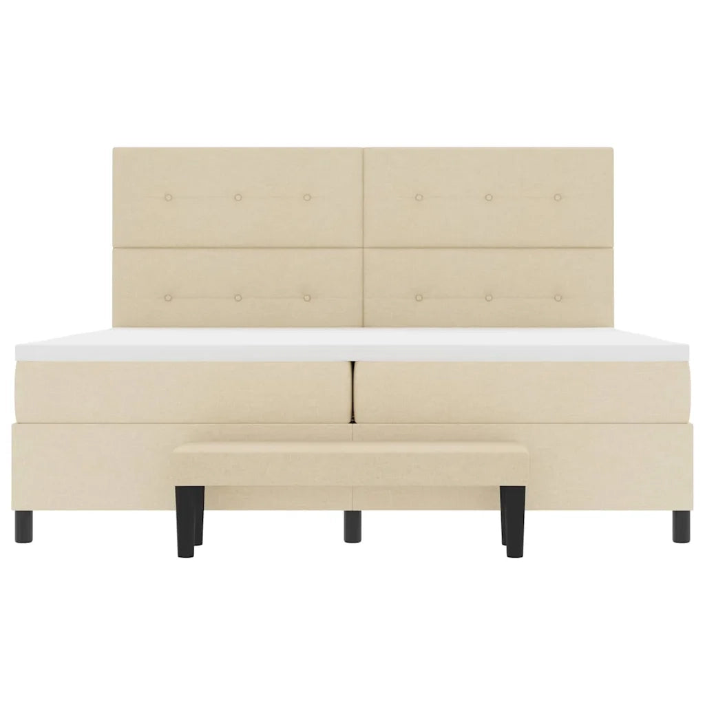 Letto a molle con testiera Crema 200 x 200 cm Tessuto 3344098
