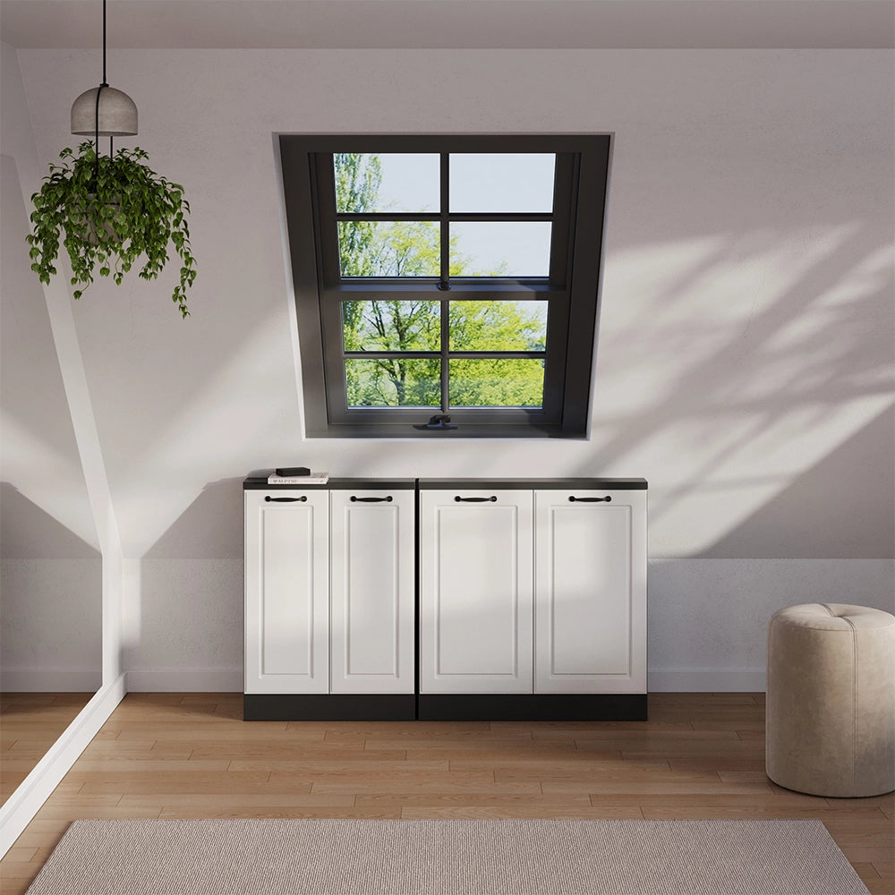 Set di mobili sottotetto Rion Bianco rustico/Antracite Set di 2 Vicco