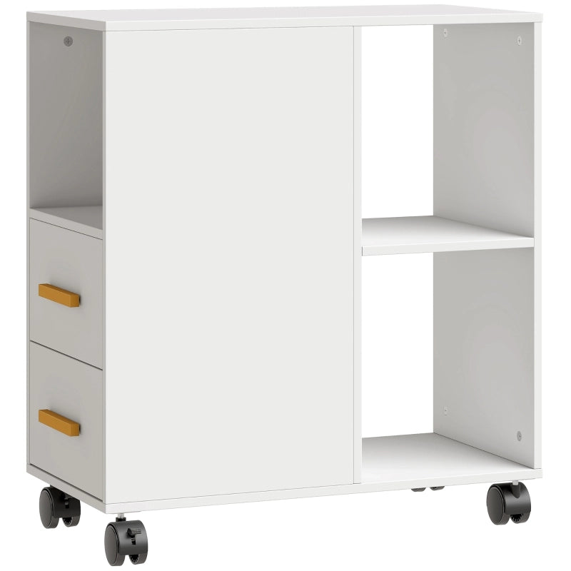 Mobile stampante con ruote e ripiano regolabile 60x30x65 cm bianco