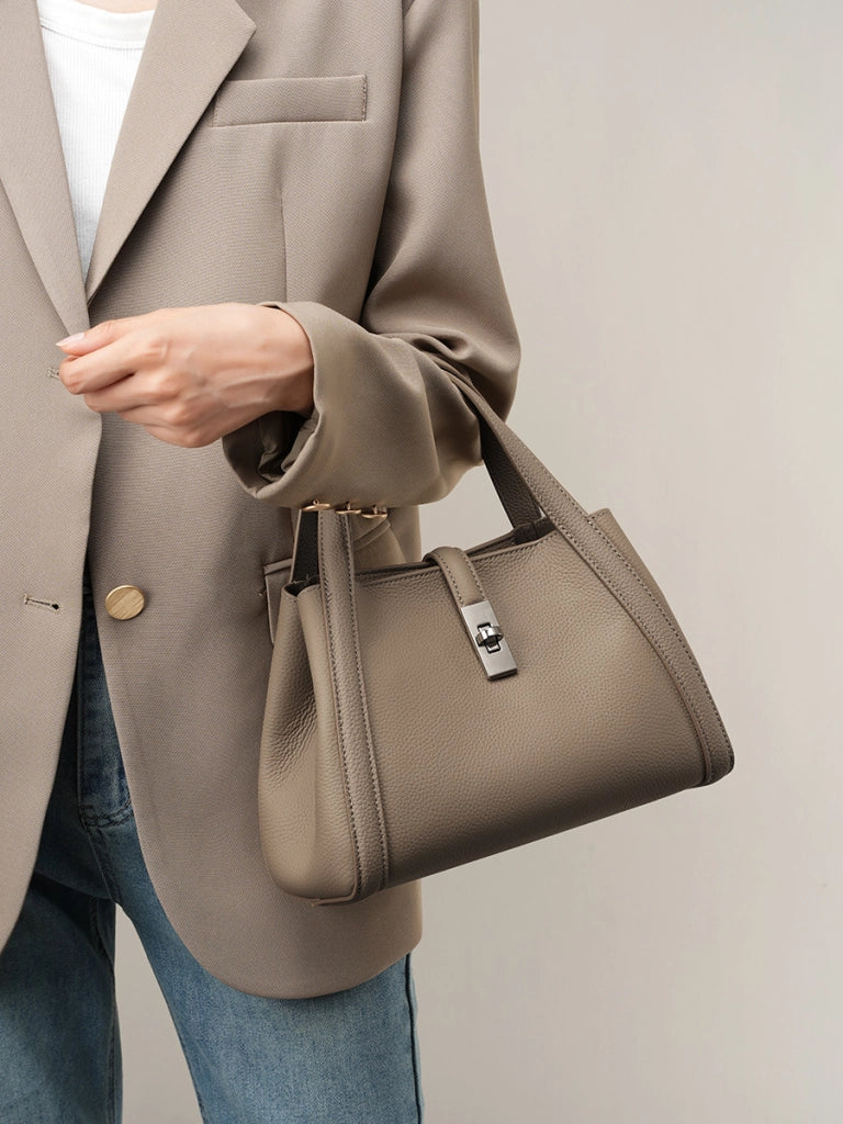 Borsa a tracolla da donna Lady in pelle di vacchetta grigia