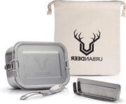 Set di contenitori per il pranzo M | 800ml | Brodo in acciaio inox premium - Senza residui - Parete di separazione flessibile - Set di utensili e sacchetto - Senza BPA e plastica - per viaggi, ufficio e scuola - preparazione pasti