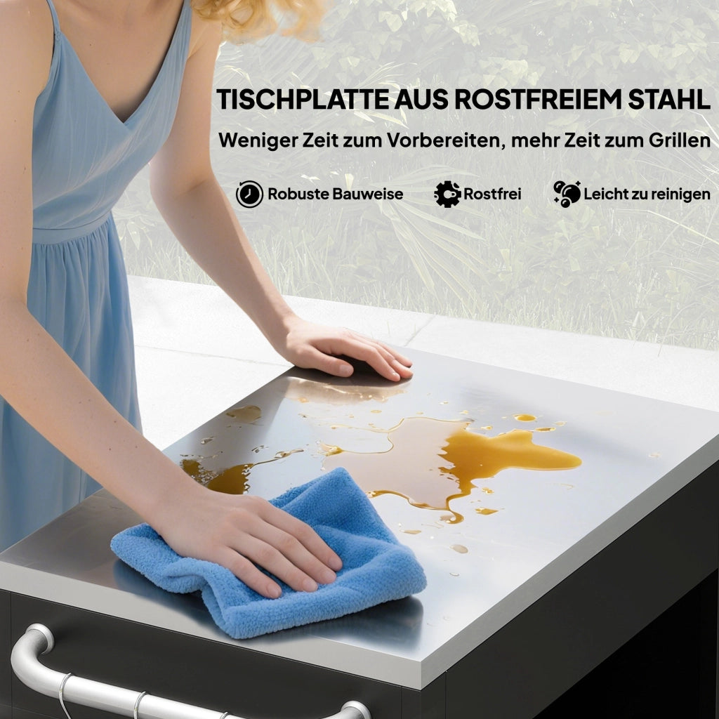 Tavolino da cucina con ruote ¨C zephmum ¨C 86x50x86,5 cm Nero