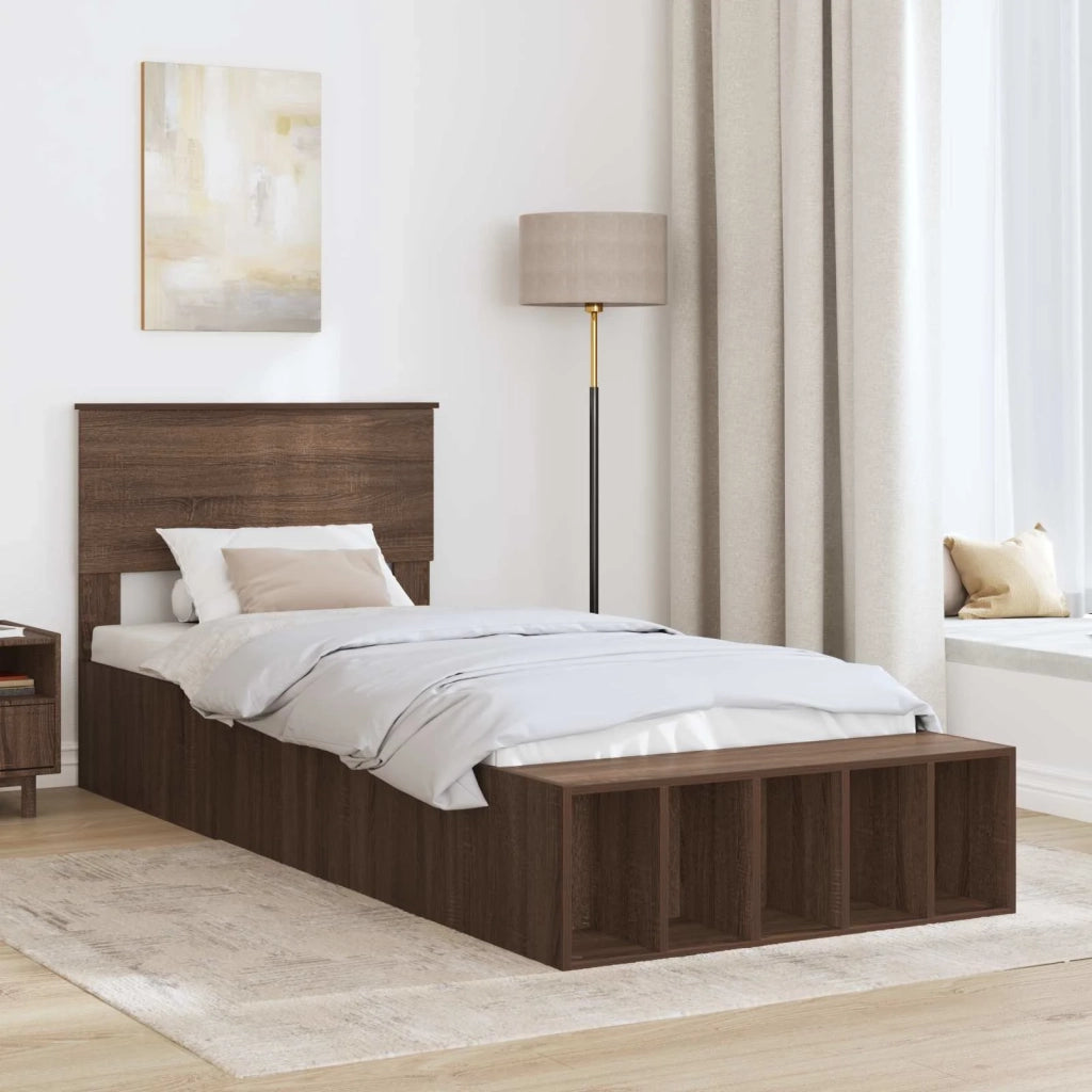 Struttura del letto con lo scaffale Rovere Marrone 75 x 190 cm