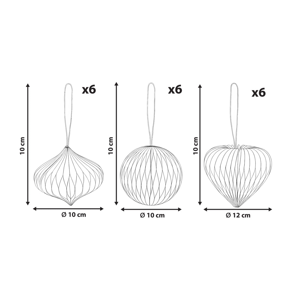 Set di 18 palline di Natale in carta a nido d'ape rossa Ornamenti da appendere Decorazioni 3D per Natale