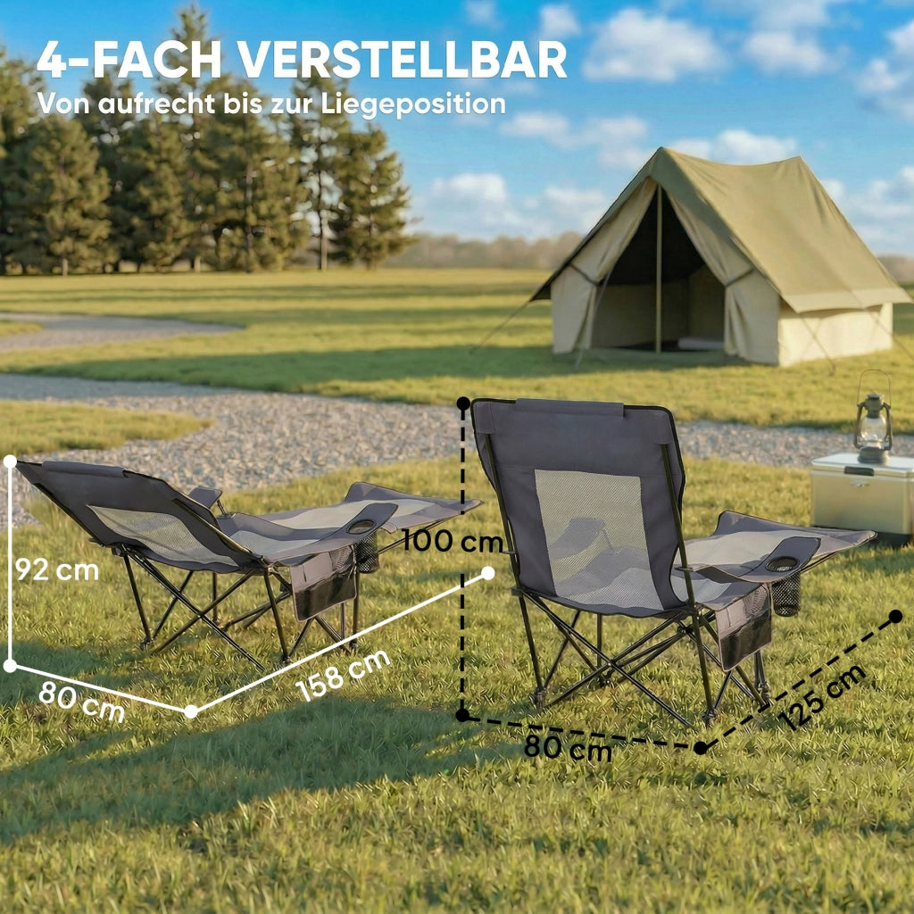 Sedia da campeggio pieghevole con schienale regolabile ¨C zephmum ¨C Grigio scuro