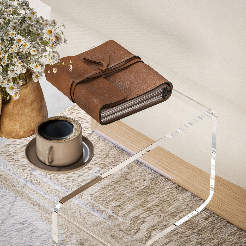 Tavolino da Soggiorno Basso Design Geometrico a 2 Livelli 40x30x45 cm in Acrilico Trasparente