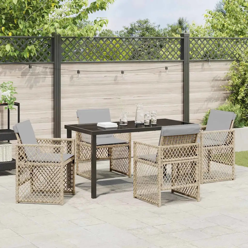 Set da Pranzo per Giardino 5 pz | Set Salotto da Giardino Beige polyrattan