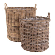 Set di 2 Cesti Portaoggetti Indo, Marrone, Rattan, 40x40x48 cm