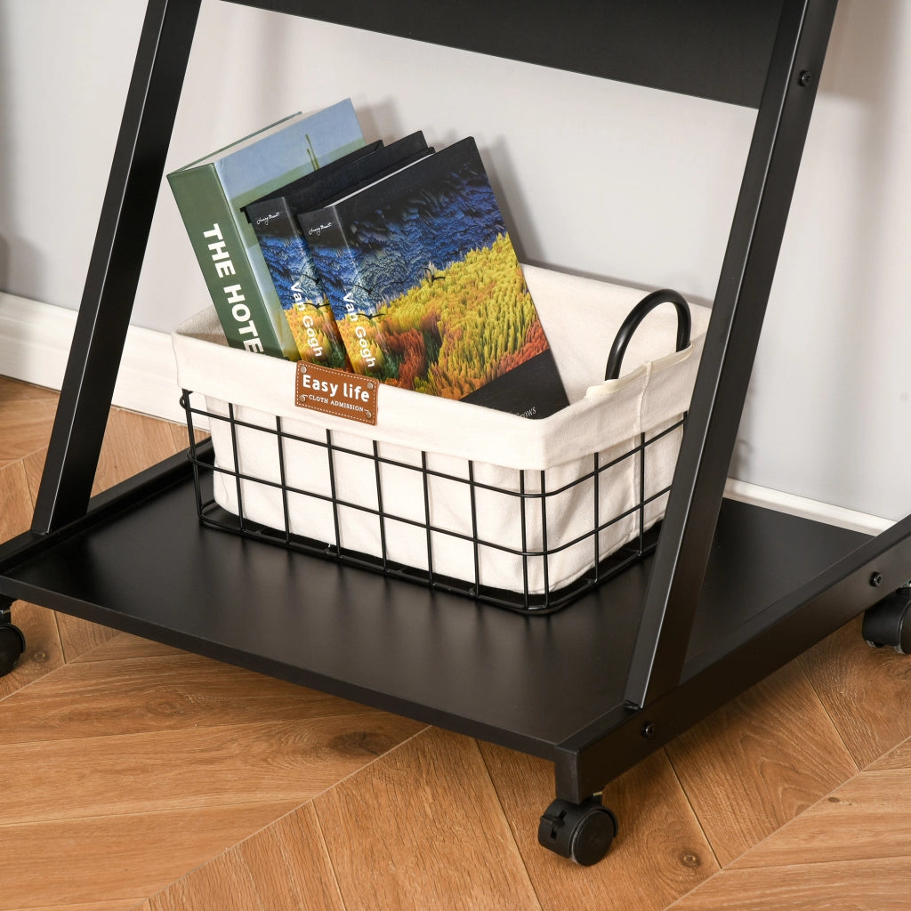 Scrivania con Ruote e Bandeja per Tastiera ¨C Zephmum ¨C Nero 60x48x75 cm