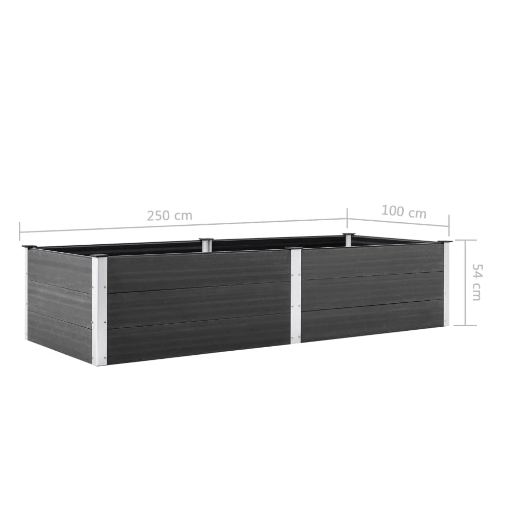 Fioriera rialzata per piante e fiori giardino 250 x 100 x 54 cm WPC grigio 02_0001024