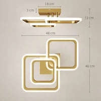 Plafoniera LED 40W 4300 lm, 3 temperature di colore, 3 anelli dorati, 48 x 46 x 13 cm